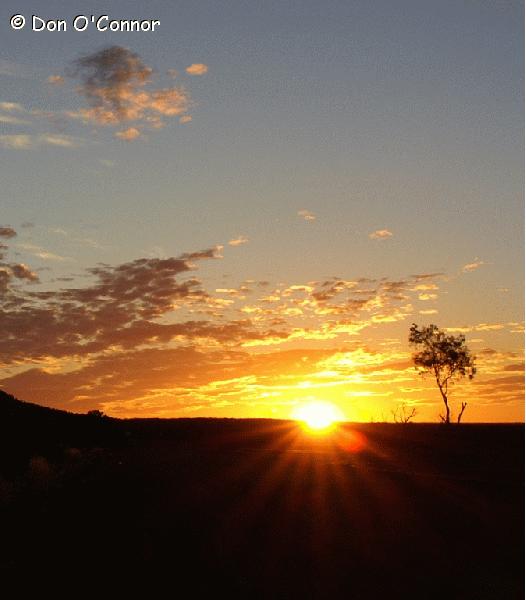 Sunset in the Henbury Meteorites Conservation Reserve.