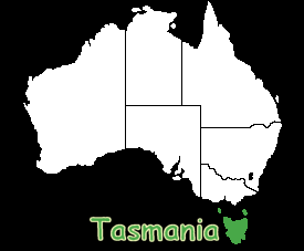 map of Australia, highlighting Tasmania